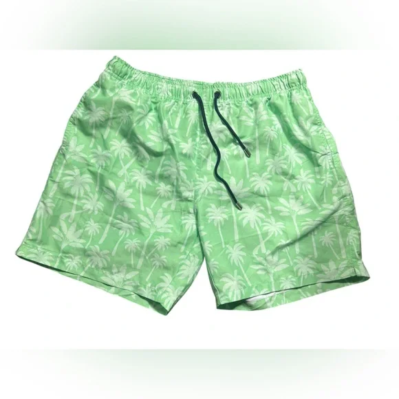 FRANKS mens XL palm tree Sage green print swim shorts trunks w mesh support - Picture 2 of 15